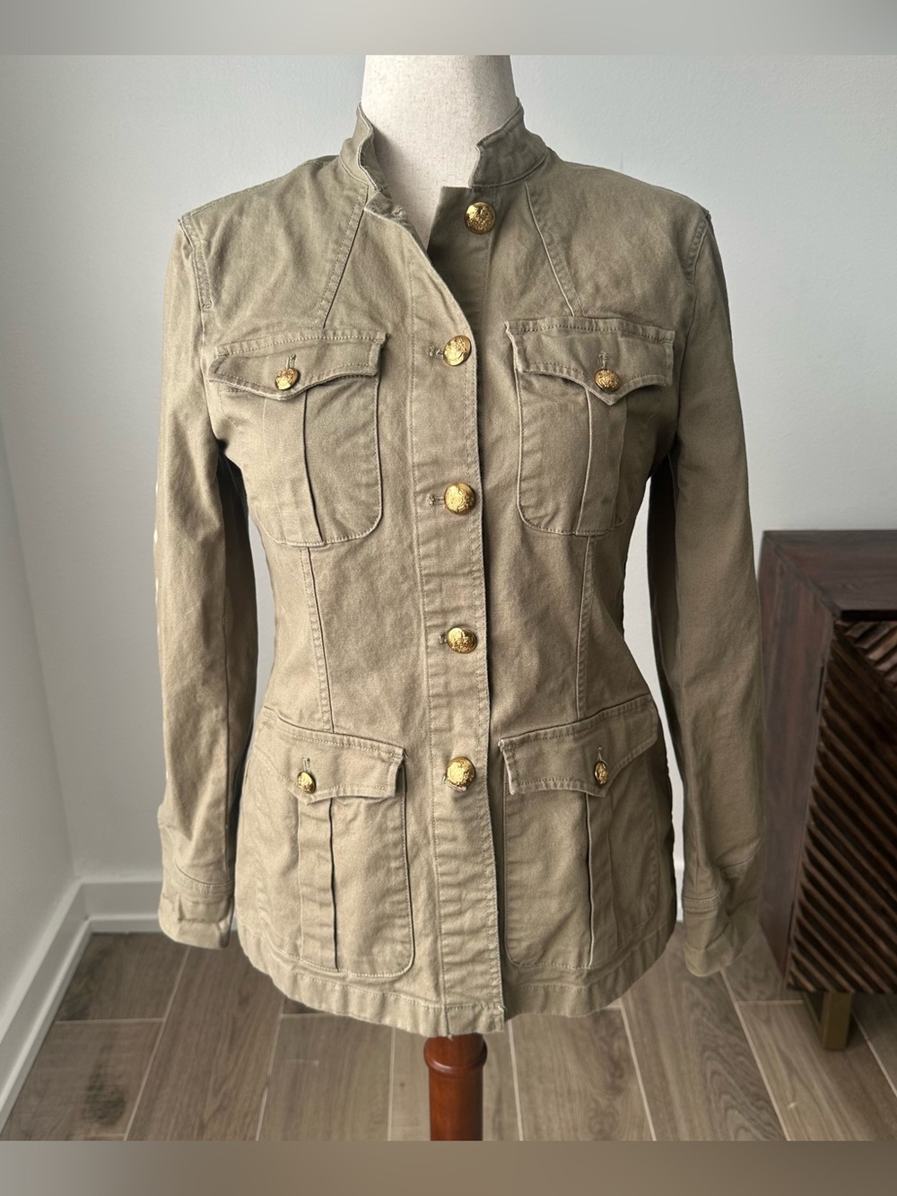 Lauren Ralph Lauren Olive Utility Jacket with Gold Buttons